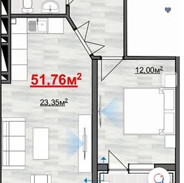 52: 1 комната, 52 м², Элитка, 1 этаж, Евроремонт — 1