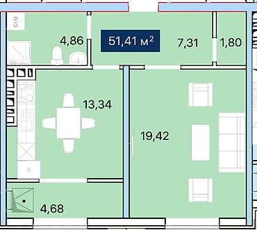 1 комната, 51 м², Достук с. Элитка, 4 этаж, ПСО (под самоотделку) at lalafo.kg 1 комната, 51 м², Достук с. Элитка, 4 этаж, ПСО (под самоотделку)