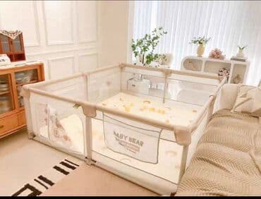 дом палатки: Детский манеж премиум качества 150х180 см с прочной рамой и сетчатыми — 1