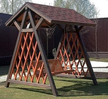 хоста цветы: Садовые качели Дерево, Со спинкой, С крышей — 4