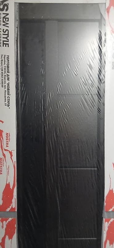 Двери для домов и квартир, Одностворчатая, Украинская, Со стеклом, цвет - Черный