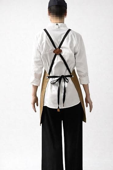 мектепке кийим: Фартук бариста/повара из плотной хлопковой ткани (канвас), цвет — 2