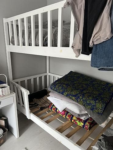 twin kids: Двухъярусная детская кровать, Натуральное дерево, цвет - Белый — 2