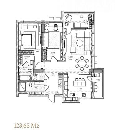 central park: 3 комнаты, 123 м², Элитка, Готовая ПСО (под самоотделку) — 3