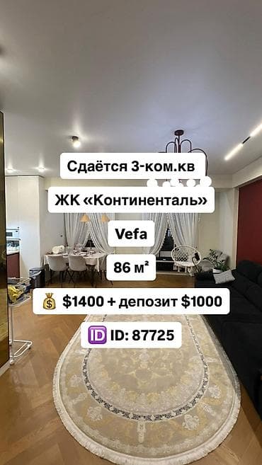 жк континеталь: 3 комнаты, Риэлтор, Без подселения, С мебелью полностью — 1