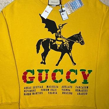 Толстовки: Жёлтый свитшот Gucci с принтом - Бренд: Gucci - Произведено в Италии — 5