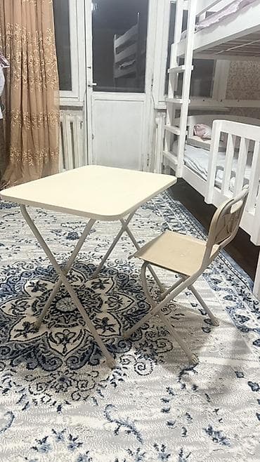 Офис эмереги: Балдар үчүн эки ярустуу, Табигый жыгач, түсү - Ак — 4