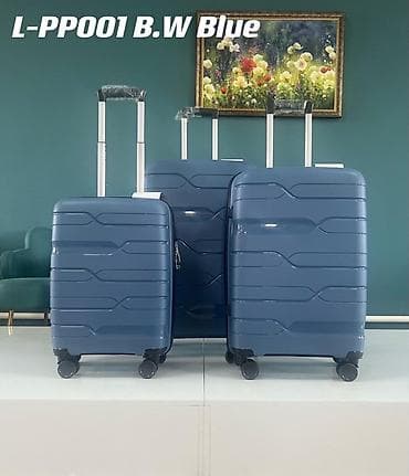 Чемодандар: Чемоданы L-PPO01 B.W Blue — набор из трех чемоданов на колесах в — 1
