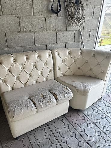 чешские стулья: Кухонный мягкий уголок, Б/у, Другой материал, цвет - Белый — 2