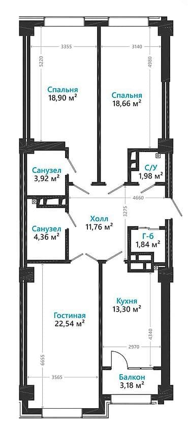 нурзаман квартиры: 3 комнаты, 115 м², Элитка, 3 этаж, Готовая ПСО (под самоотделку) — 2