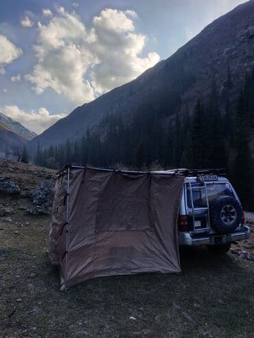 палатка брезентовая: Боковой тент маркиза 2.5х2.5м + палатка к нему . Полотно и стенки — 3