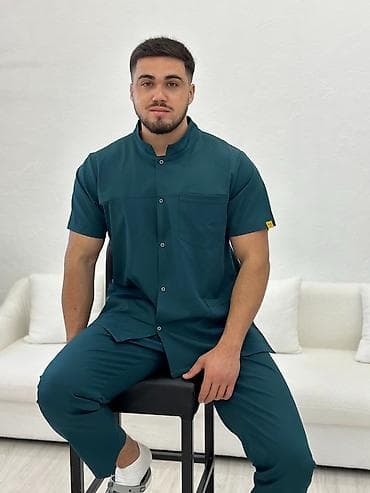 хиджап кийимдер: Мужской медицинский костюм с коротким рукавом - Комплект: куртка на — 5