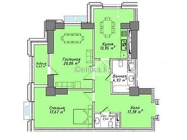 Недвижимость: 2 комнаты, 78 м², Элитка, Асанбай мкр Элитка, 4 этаж, ПСО (под самоотделку) — 2
