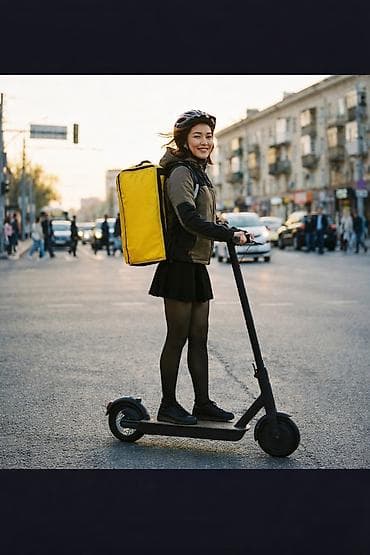 Вакансиялар: Талап кылынат Велокурьер, Мото курьер, Самокат менен Кошумча акча табуу, Ийкемдүү график, Сыйакылар, 18 жаштан жогору — 1