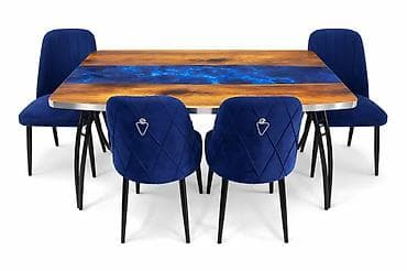 stol: Кухонный стол и стул, Б/у, цвет - Синий — 3