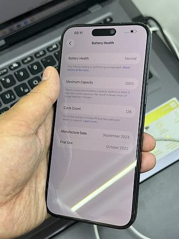 note 5: IPhone 15 Pro Max, Б/у, 256 ГБ, Blue Titanium, Зарядное устройство, Чехол, 100 % — 10