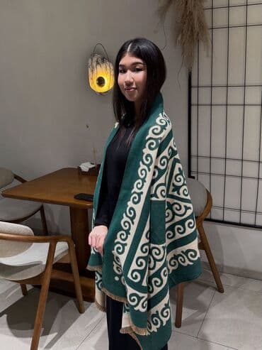 палантины: Кашемир с этно-орнаментам - Большой теплый палантин/шарф с — 4