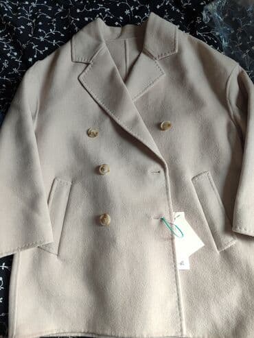 шерстяные кофты женские больших размеров: Пальто, Классика, Осень-весна, Кашемир, Короткая модель, Оверсайз, Двубортная модель, Без подкладки, M — 1