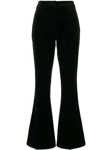 Айымдардын бут кийими: Черные брюки-клеш - Цвет: глубокий черный - Посадка: высокая - Крой — 1