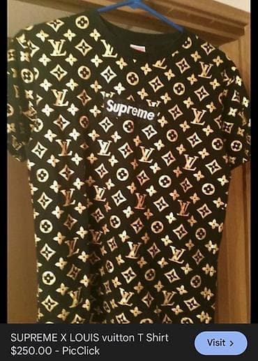 Футболки: Футболка Supreme x Louis Vuitton - Черная футболка с круглым вырезом — 1