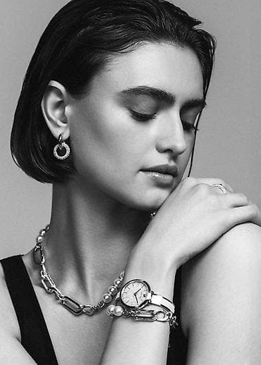 буюм: Серьги круглые Swarovski Dextera. Родиевое покрытие, сертификат — 5