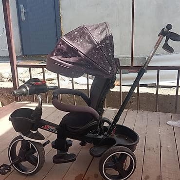 Велосипеды: Детский трехколесный велосипед-трансформер с родительской ручкой и — 3