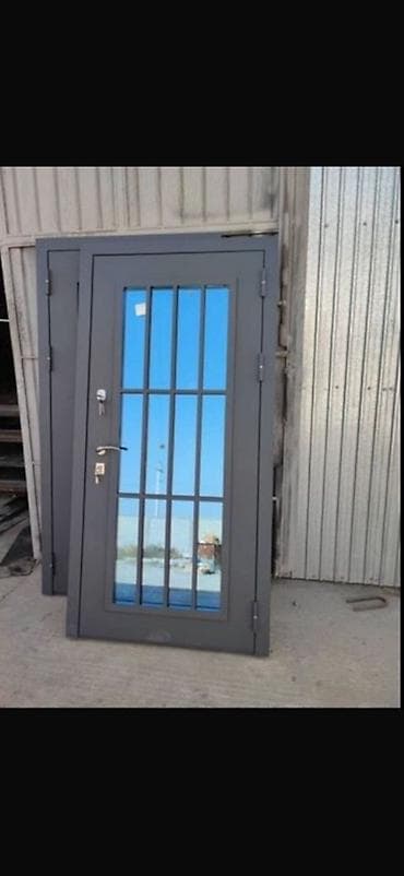 дверь наружная: Двери для домов и квартир, Металлическая, Одностворчатая, Со стеклом, цвет - Серый — 2