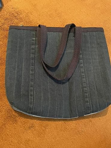 Аксессуарлар: Текстильная сумка-тоут ручной работы из денима (пэчворк) - Материал — 4