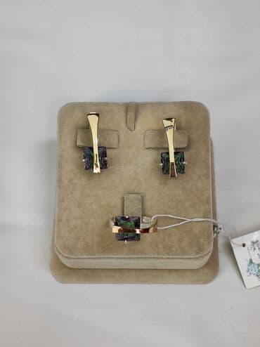 свадебные наборы ручной: Серебряный комплект с камнями Мистик Серебро напыление золото 925 — 4