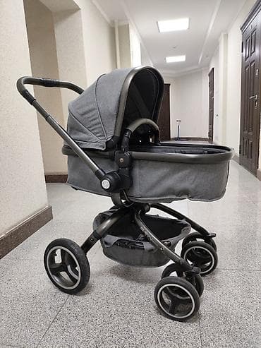 коляска переноска: Детская коляска-прогулка с люлькой, серый текстиль Основные — 7