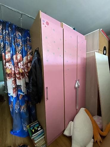 художественная роспись азбука линий: Детская гарнитура, Б/у, Для девочки, ДСП, цвет - Розовый, Самовывоз, Платная доставка — 1