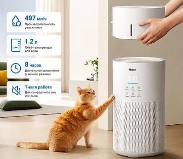 Увлажнитель воздуха Haier, Традиционный, Напольный, Wi-Fi, Таймер, Сенсорное управление at lalafo.kg Увлажнитель воздуха Haier, Традиционный, Напольный, Wi-Fi, Таймер, Сенсорное управление