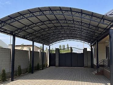 Арочный навес из металлокаркаса с кровлей из профнастила - — 2
