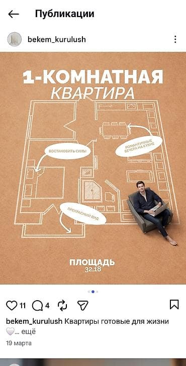 Батирлер: 1 бөлмө, 21 м², Элитка, 2 кабат, ПСО (өз алдынча бүтүрүү) — 6