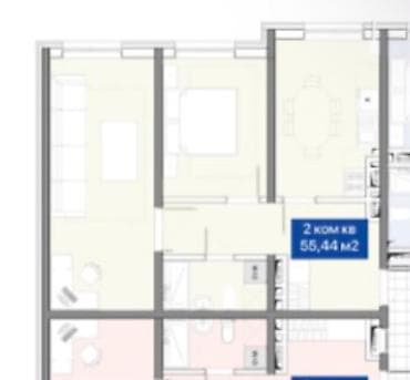 2 комнаты, 55 м², 3 этаж