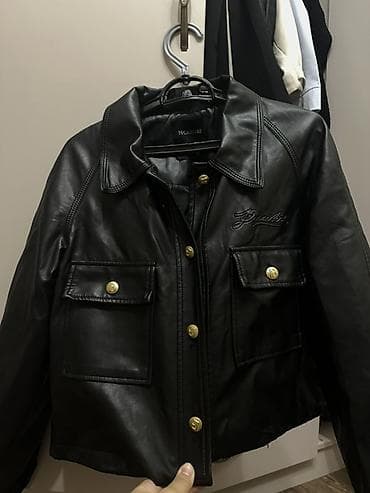 zara дубленка: Короткая кожаная куртка Picabird - Цвет: черный - Материал: гладкая — 2