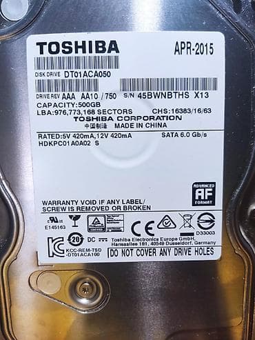 хдд 500 гб: Накопитель для ПК, Б/у, Toshiba, HDD, 512 ГБ, 3.5" — 1