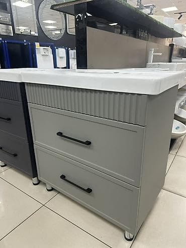 Тумба для ванны, С раковиной, Другой материал, цвет - Серый