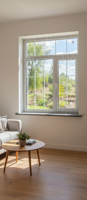 айнек терезелер: Металлопластиковое окно с горизонтальными и вертикальными — 1