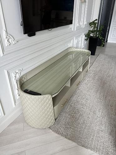 стеклянные тумбы: Тумба и подставка для телевизора, Б/у, Напольная, Стекло, Самовывоз, цвет - Бежевый — 6