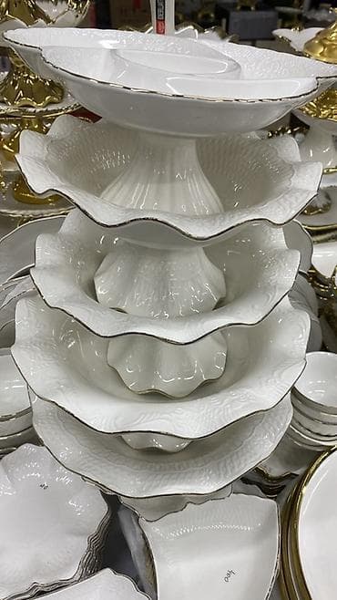 Фарфоровые этажерки/блюда на ножке для сервировки десертов и фруктов — 3
