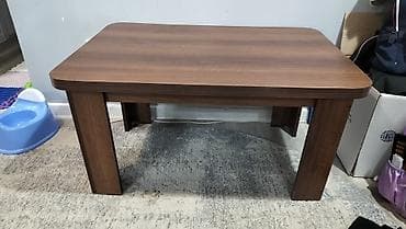 Журнальный столик из ЛДСП под орех/тёмное дерево. - Прямоугольная