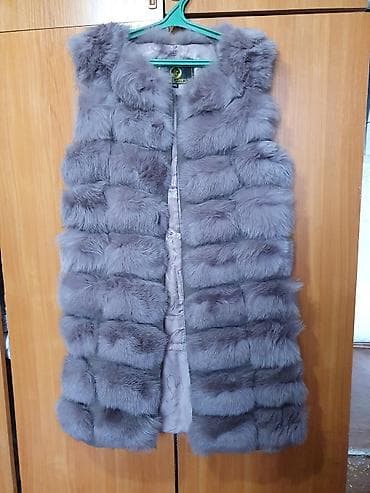 шуба желет: Утепленный, Меховой, Зима, Песец, По колено, С карманами — 3