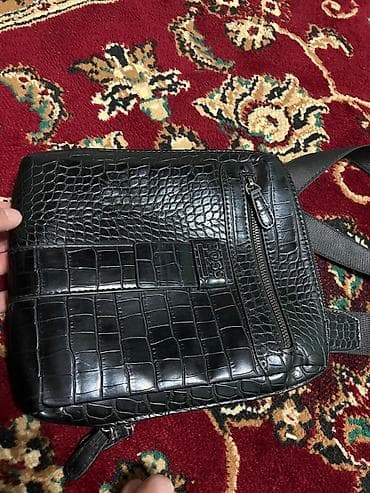 Мужская сумка через плечо с тиснением под крокодила. - Цвет: черный