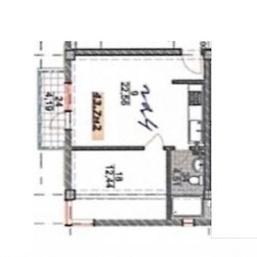 панельные дома: 1 комната, 44 м², Элитка, 2 этаж, ПСО (под самоотделку) — 5
