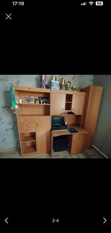 Кухонные шкафы: Шкаф для одежды, Б/у, Прямой, МДФ — 1