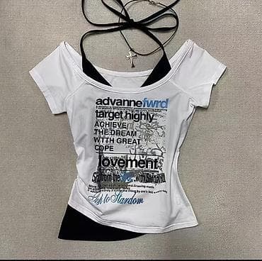adv: Женская футболка с принтами и эффектом двойного слоя. -Состояние: б/у — 1