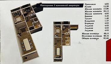 квартиры алматы: 3 комнаты, 93 м², Элитка, 4 этаж, Готовая ПСО (под самоотделку) — 1