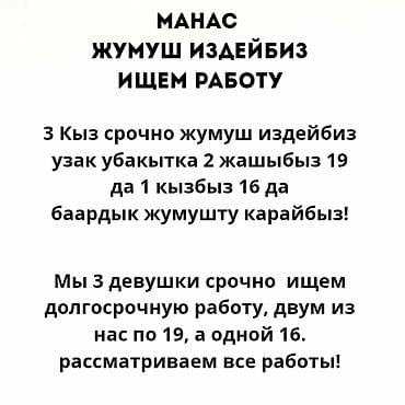 Услуга: поиск работы тремя девушками (двое по 19 лет, одна — 16 лет)