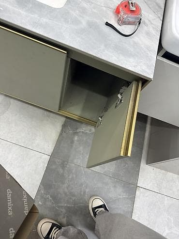 Эмерек гарнитурлары: Ванна үчүн тумба, Раковина менен, түсү - Боз — 3